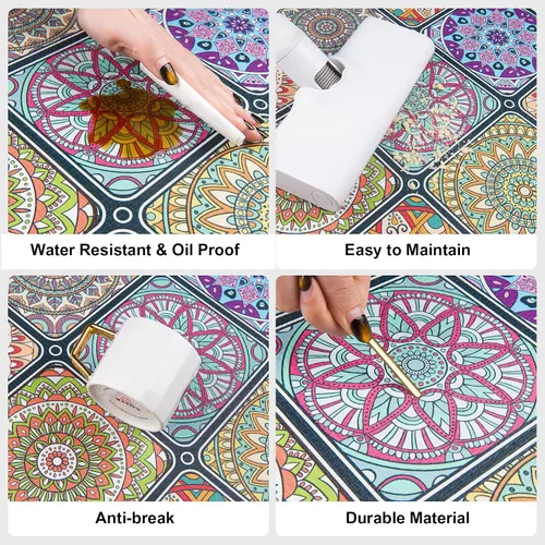 Vista 4 de QIYI Tapete de cocina bohemio antifatiga, acolchado de espuma de 3/5 pulgadas de grosor, impermeable, cómodo, para decoración de interiores