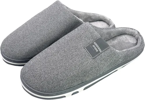 Vista 8 de ASHALI Pantuflas de espuma viscoelástica para hombre y mujer, de algodón suave y afelpado, para interiores y exteriores, con suela antideslizante