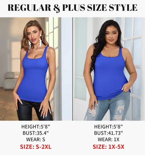 Vista 5 de V FOR CITY Camiseta sin mangas de algodón para mujer con brasier de estante ajustable con correa ancha y tirantes básicos