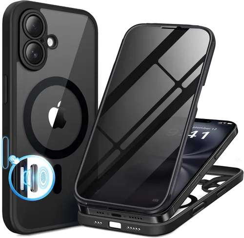 Vista 63 de BERFY Funda para iPhone 17 Pro Max, compatible con MagSafe, protector de pantalla de vidrio integrado, protección de cámara, funda de cuerpo