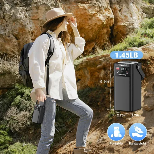 Vista 5 de Estación de Energía Portátil 99Wh 27000mAh Cargador Portátil Banco de Energía con Luz de Camping 22.5W Carga Rápida QC 3.0 PD Cables Integrados