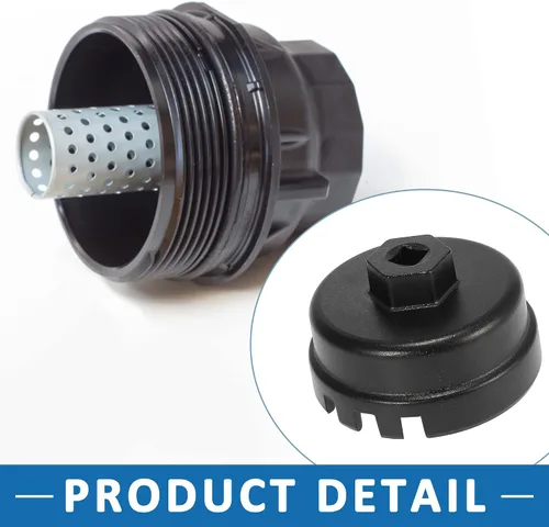 Vista 4 de Llave de tapa de filtro de aceite, 14 flautas, 6 ranuras, herramienta de extracción de tapa de filtro de aceite de 2.539 in para Toyota Corolla Negro
