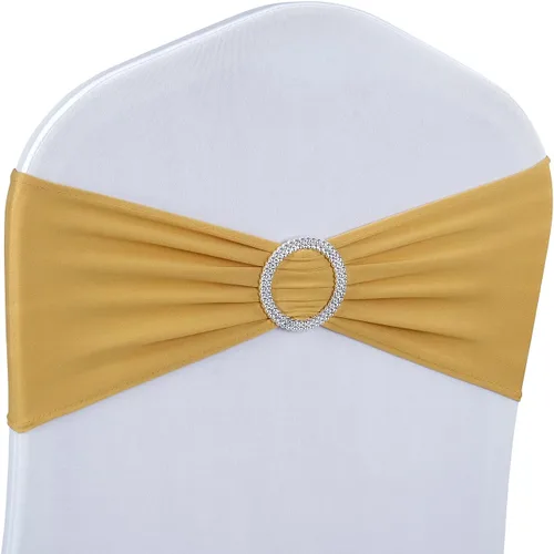 Vista 20 de Babenest Fajas de elastano con lazos para silla, 30 piezas, banda elástica premium para cubrir sillas con hebilla deslizante, lazos elásticos Champán