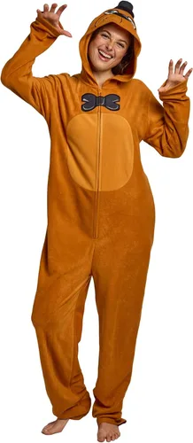 Vista 4 de Bioworld Five Nights At Freddy's Freddy Fazbear - Disfraz de mameluco con capucha para adulto