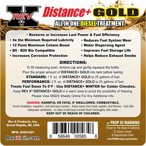Vista 4 de REV X Distance+ Gold Diesel Tratamiento (16 onzas) - Trata 400 galones