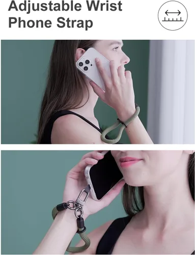 Vista 2 de Correa de Teléfono para Mano y Muñeca, Cordón de Teléfono con Parche ×2, Soporte para Funda de Teléfono Celular, Correa de Muñeca para Llaves, Negro