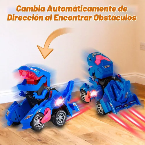 Vista 2 de Hirger Juguete de Coche Dinosaurio Transformable para Niños, Juguetes de Camión Monstruo Auto Transformador con Luz y Sonido para Niños Pequeños