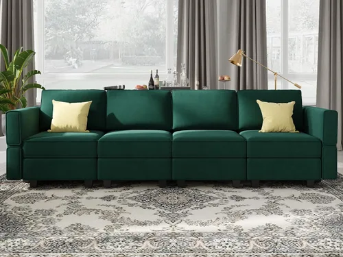 Vista 15 de Belffin - Sofá modular de terciopelo con asientos de almacenamiento, sofá de 3 plazas para sala de estar, color negro