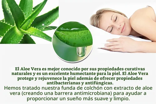 Vista 6 de AC Pacific ALOE - Colchón de espuma viscoelástica de lujo, suave, para dormitorio, con extracto de aloe vera, con infusión de tela, tamaño Queen