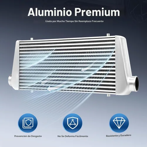 Vista 2 de Intercooler universal, kit de intercooler de ajuste universal, intercooler de aluminio de 1000 HP de entrada y salida de 3 pulgadas, núcleo de 4