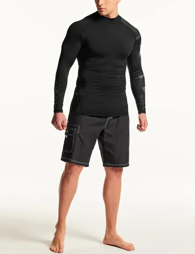 Vista 3 de ATHLIO Camiseta de natación de manga larga con protección UPF 50+ para hombre, camiseta de natación UVSPF, ajuste seco, para agua, playa, surf