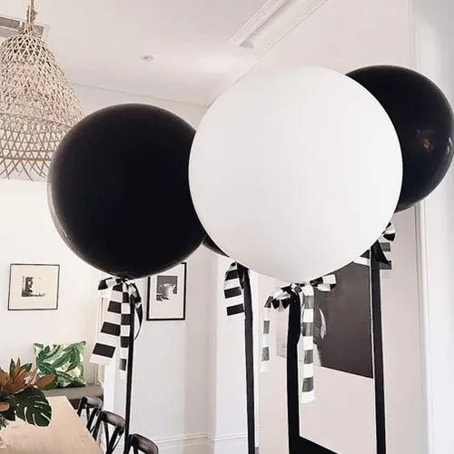 Vista 6 de IN-JOOYAA 10 globos redondos gigantes negros de 24 pulgadas, globos grandes para decoración de bodas, baby shower, fiestas de cumpleaños