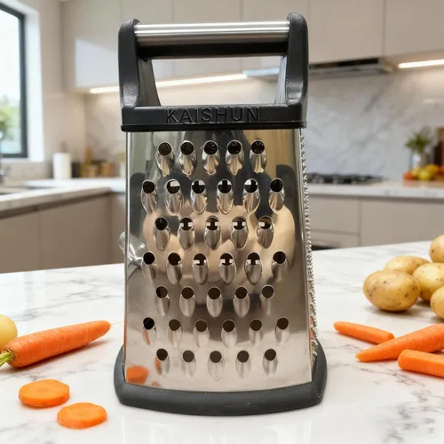 Vista 7 de Kaishun Rallador profesional de queso, rallador de caja de acero inoxidable de 4 caras, triturador de alimentos para queso, parmesano, verduras