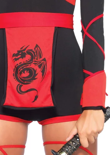 Vista 3 de Leg Avenue - Conjunto sensual de ninja dragón para mujeres con enterizo y máscara disfraz para Halloween