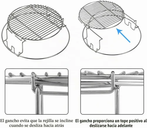 Vista 5 de Estante Expansor de 5 Piezas para Big Green Egg Medium Kit de Repuesto Parrillas para Eggspander Conveggtor Basket Acero Inoxidable 304 con Sistema