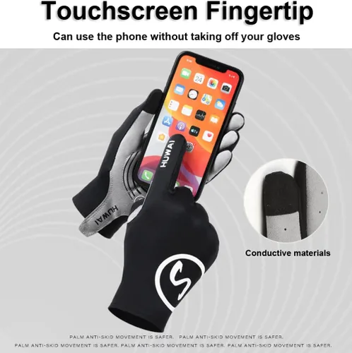 Vista 2 de Guantes de ciclismo acolchados de dedo completo, guantes de bicicleta de montaña, guantes de MTB transpirables para hombres y mujeres