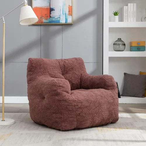 Vista 10 de Puf - Silla de sofá individual, mullida, moderna, suave, copetuda, de espuma, sofá perezoso, silla de ocio para sala de estar, dormitorio, balcón
