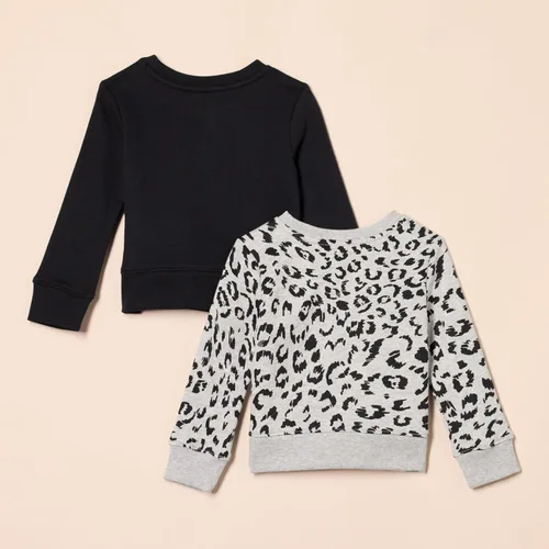 Vista 3 de Tienda Essentials Sudaderas de forro polar con cuello redondo para niñas y niños pequeños, paquete de 2