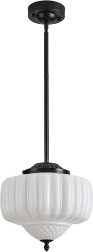 Vista 10 de FCTWAKS Lámpara colgante grande de vidrio lechoso, candelabro de techo estilo Schoolhouse de mediados de siglo de 14", candelabro vintage