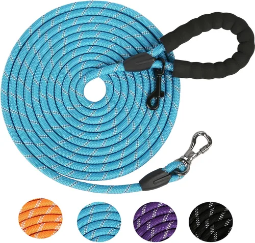 Vista 15 de Correa larga para perros para entrenamiento de 16 pies/20 pies/30 pies/50 pies/100 pies, correa reflectante con gancho bloqueable, cuerda resistente