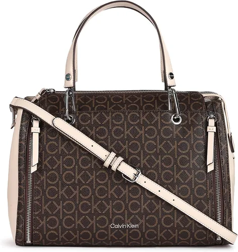 Vista 15 de Calvin Klein Bolso de organización novedoso Bubble Lamb Logotipo de almendra/gris pardo/blanco