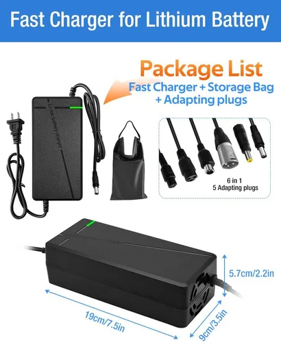 Vista 8 de Cargador de 54.6V 3A/5A con 6 enchufes adecuado para varias baterías de litio, como cortacésped y baterías de litio para sillas de ruedas, etc.