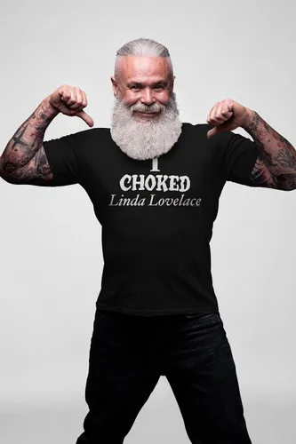 Vista 2 de Camisa vintage I Choked Linda Lovelace para hombre Negro-0001
