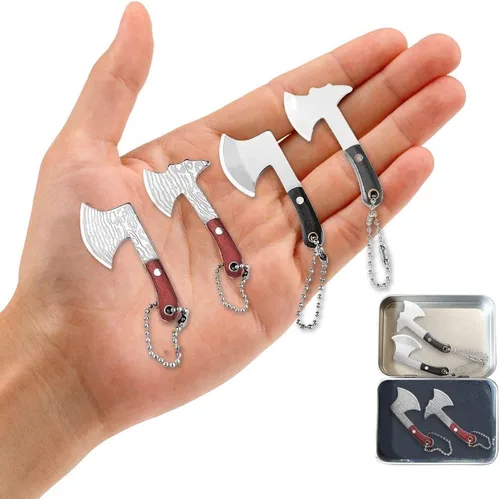Vista 6 de HAOXU Juego de cuchillos de chef mini de Damasco con vaina, pequeños cuchillos EDC, abridor de paquetes, cortador de cajas, llavero, afilador