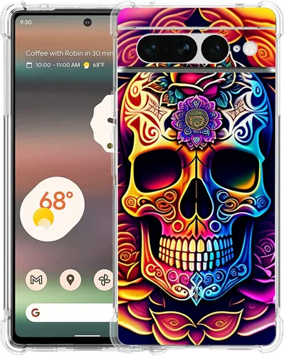 Vista 21 de Pixel 7 Pro - Funda protectora de poliuretano termoplástico resistente a los arañazos y a prueba de golpes con diseño de mandala de pavo real