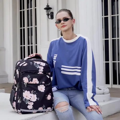 Vista 5 de Bluboon Mochila para mujer de 15.6 pulgadas, mochila para laptop de 15.6 Peonía