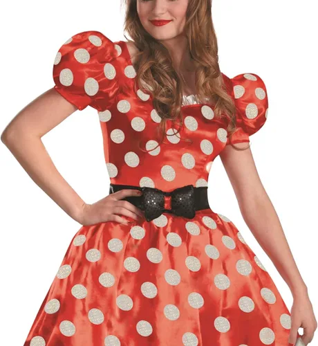 Vista 4 de Disney Disfraz clásico de Minnie Mouse rojo para mujer Grande 12-14