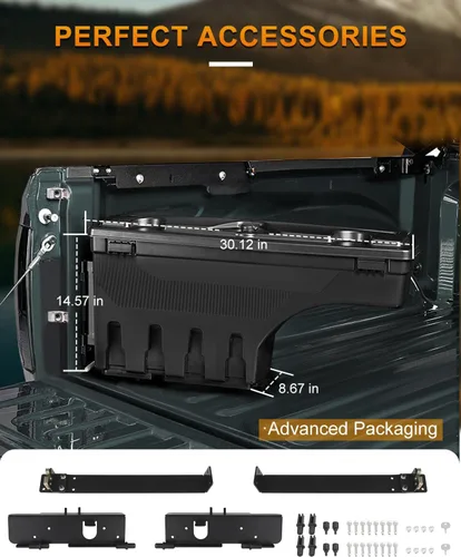 Vista 5 de ROADFAR Caja de almacenamiento para caja de camioneta con contraseña F-150 1997-2014 con contraseña, caja de herramientas para caja de herramientas