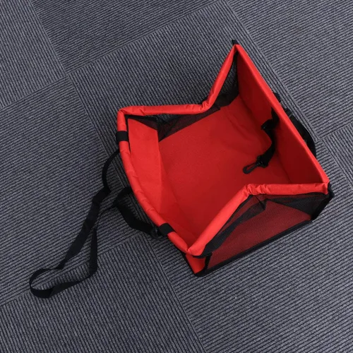 Vista 8 de Perro portátil con cinturón ajustable, bolsa de viaje colgante roja para perros seguros