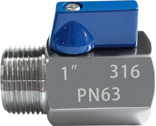 Vista 3 de Válvula de bola mini de acero inoxidable 316 Válvula de cierre de rosca NPT hembra x macho para agua, petróleo y gas