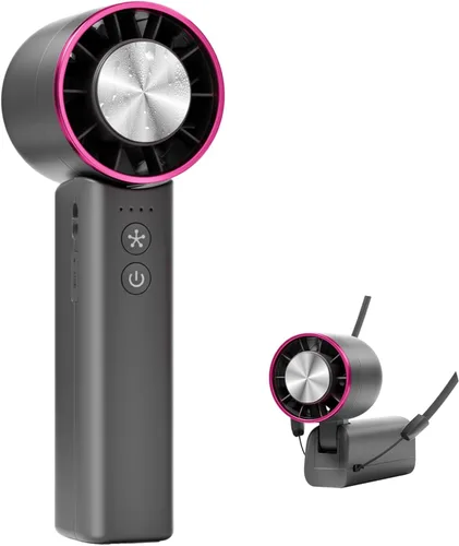 Vista 13 de Ventilador de mano portátil, mini ventilador personal ajustable de 100 velocidades, funciona con batería recargable USB-C de 3000 mAh, pantalla Beige