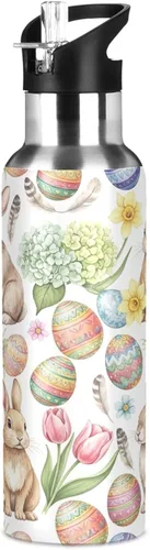 Vista 8 de Stainless Steel Vacuum Insulated Water Bottle 20 Oz, BPA-Free Sport Water Bottle for Gym Outdoor Travel School, Watercolor Rabbits