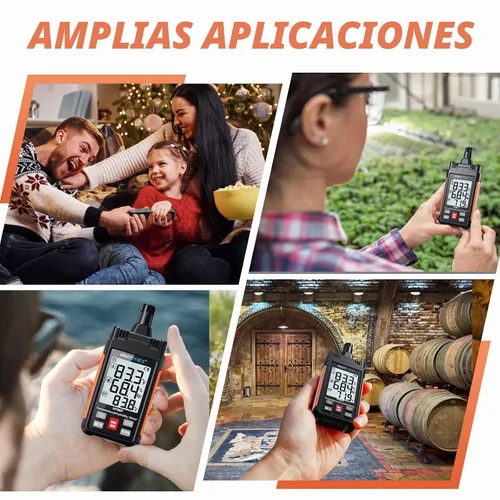 Vista 7 de Protmex HT607 Medidor de temperatura y humedad higrómetro digital de alta precisión con ambiente, humedad relativa, punto de rocío, termómetro