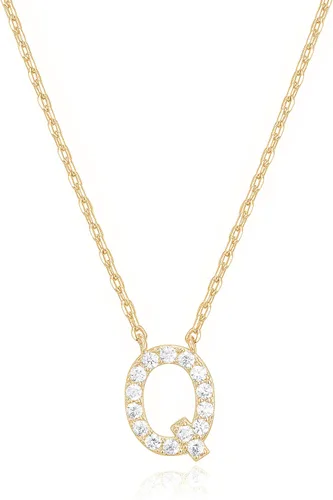 Vista 54 de PAVOI 14K White Gold Plated Cubic Zirconia Initial Necklace Letter Dainty Necklaces for Women