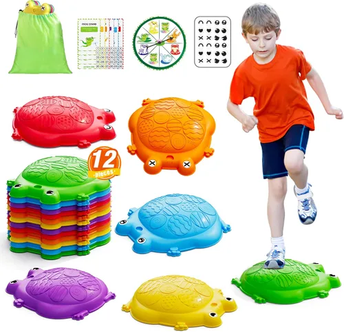 Vista 8 de HYES Escalones para niños, 8 piezas de piedras de equilibrio antideslizantes para niños pequeños de 1 a 3 años, juguetes sensoriales para cursos