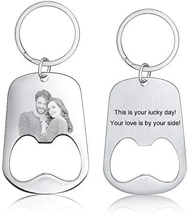 Vista 6 de Llavero personalizado de plata con abrebotellas personalizado para hombre, papá, abuelo, llaveros, texto grabado, abrecerveza, regalo para él
