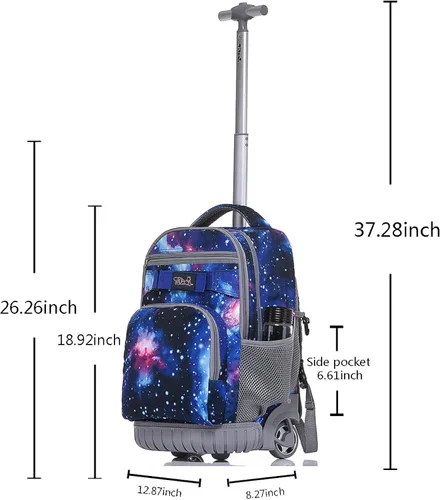 Vista 7 de Tilami Mochila con ruedas para laptop de 18 pulgadas para niños y niñas