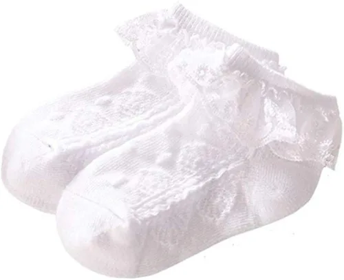 Vista 4 de Juebm Infant Baby Girls Ruffle Socks Toddler Dress socksPack of 356 Baby Frilly Lace Ankle Socks