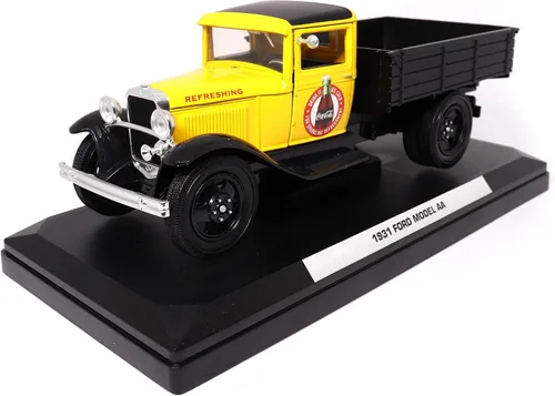 Vista 2 de Motor City Classics Coca-Cola Diecast coleccionable Ford Modelo AA 1931 (versión amarilla) escala 1:24 424023 con licencia