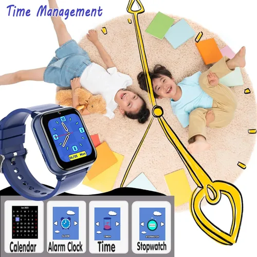Vista 8 de iCHOMKE Reloj inteligente para niños, reloj inteligente para niñas y niños con 26 juegos, grabadora de video y reproductor, linterna de calendario