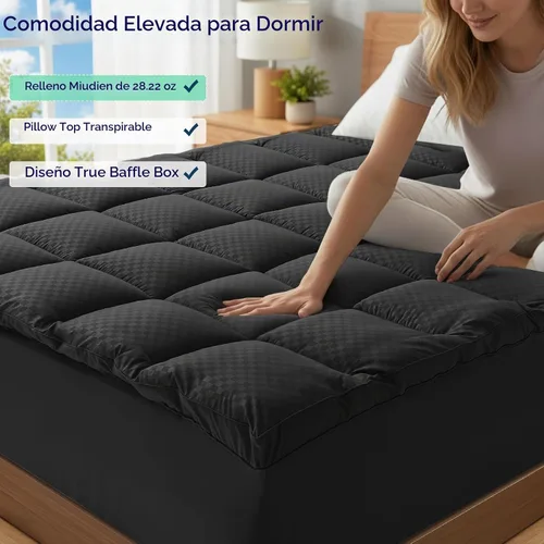 Vista 4 de OLANLY Cubrecolchón de Espuma Viscoelástica de Doble Capa de 4 Pulgadas Tamaño Twin para Dolor de Espalda, Funda de Colchón Pillow Top Refrescante