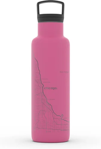 Vista 118 de Well Told Botella de agua aislada con mapa de Washington DC grabado, botella de acero inoxidable grabada (21 onzas, blanco) botella aislada de mapa