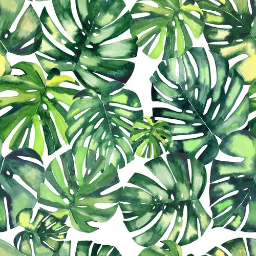 Vista 9 de CHIHUT Papel tapiz de hojas de palmera tropical de Monstera con diseño de acuarela para despegar y pegar botánico para sala de estar, dormitorio