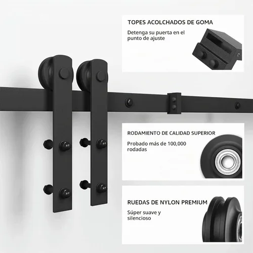 Vista 6 de SMARTSTANDARD Kit de herrajes para puerta corrediza de granero de 4 pies