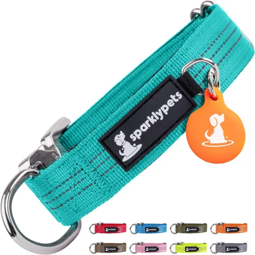 Vista 21 de Collar de perro extra pequeño con hebilla cromada de liberación rápida y soporte AirTag – Collares de razas pequeñas de primera calidad con rayas