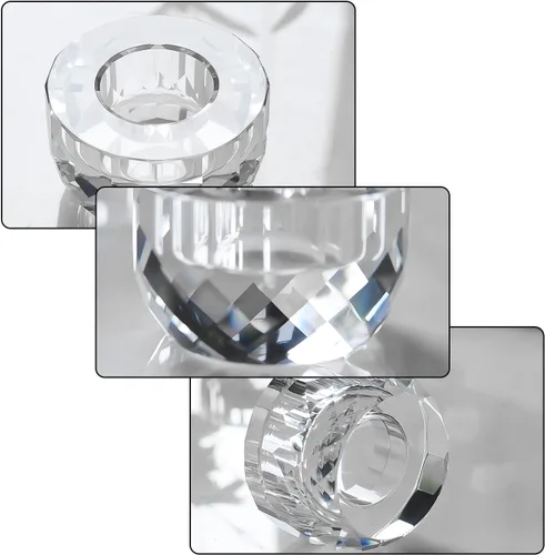 Vista 5 de Juego de 2 portavelas de cristal, cera de té, centro de mesa ultra elegante y moderno, decoración del hogar, boda